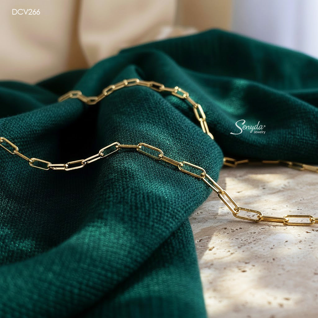 14K Solid Gold Paperclip Chain Necklace