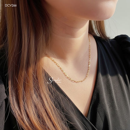 14K Solid Gold Paperclip Chain Necklace