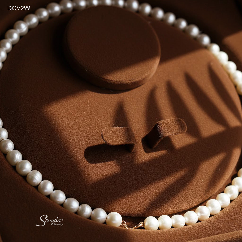 10K Solid Gold Freshwater Pearl Necklace - Classic Pearl Strand