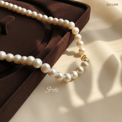 10K Solid Gold Freshwater Pearl Necklace - Classic Pearl Strand