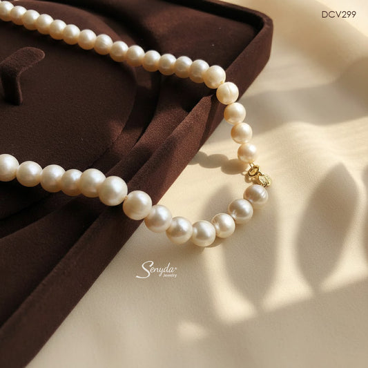 10K Solid Gold Freshwater Pearl Necklace - Classic Pearl Strand