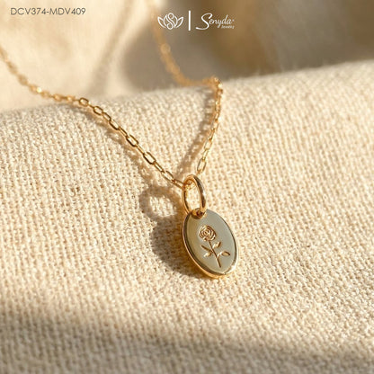 Personalized Engraved Tiny Oval Disc Necklace