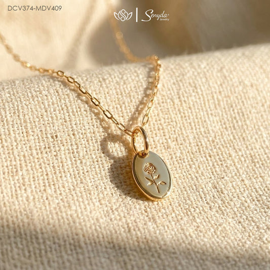Personalized Engraved Tiny Oval Disc Necklace