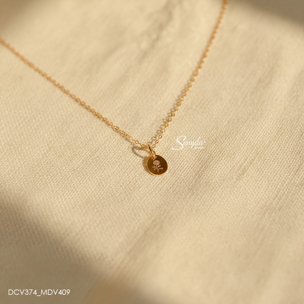 Personalized Engraved Tiny Oval Disc Necklace