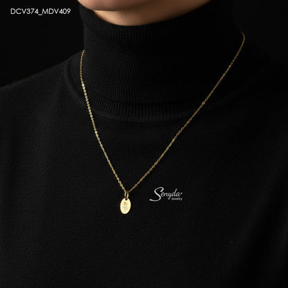Personalized Engraved Tiny Oval Disc Necklace