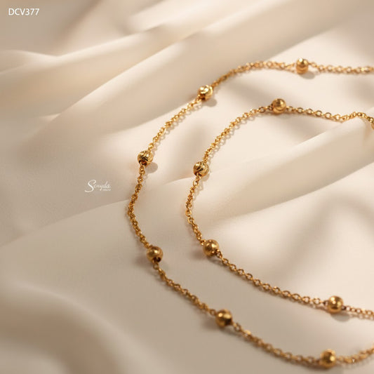 14K Solid Gold Diamond-Cut Bead Necklace