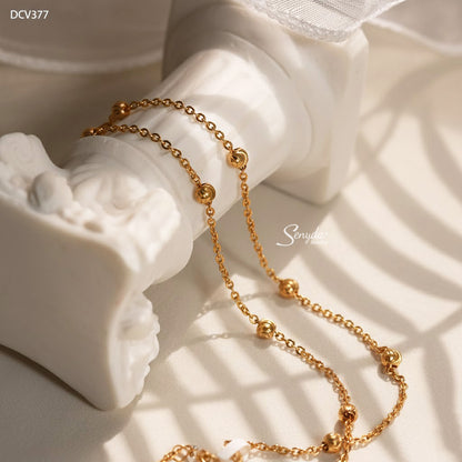 14K Solid Gold Diamond-Cut Bead Necklace