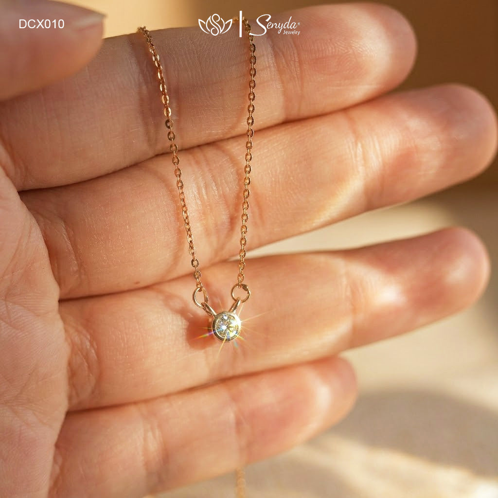 10K Solid Gold Minimalist Diamond Necklaces