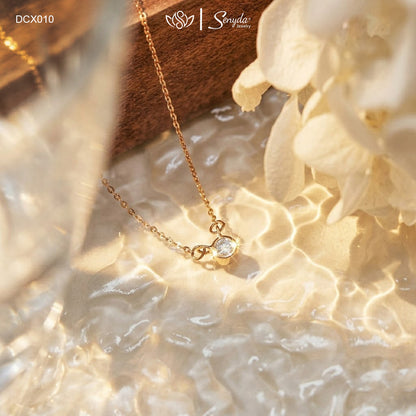 10K Solid Gold Minimalist Diamond Necklaces