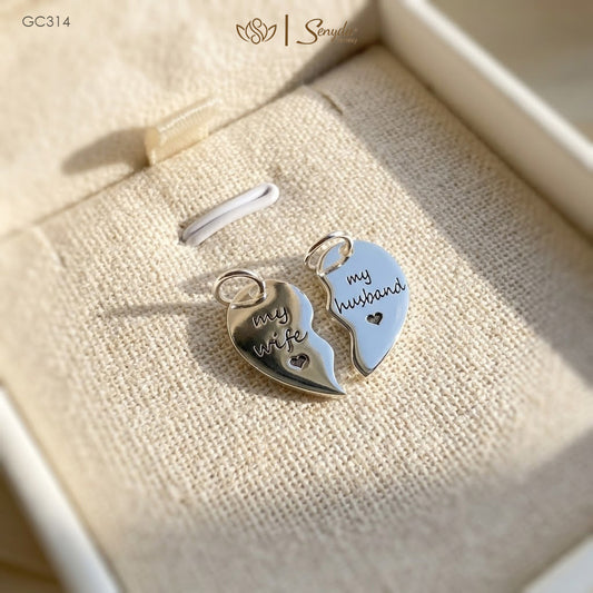Personalized Engraved Two Piece Broken Heart Necklace
