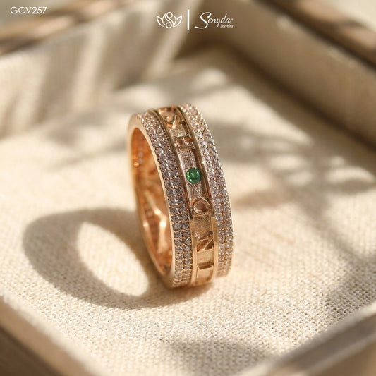Custom Raised Name Ring With Three Multicolor Stones