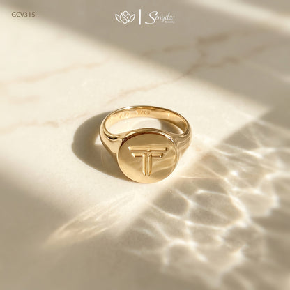 Personalized Engraved Initial Round Signet Ring