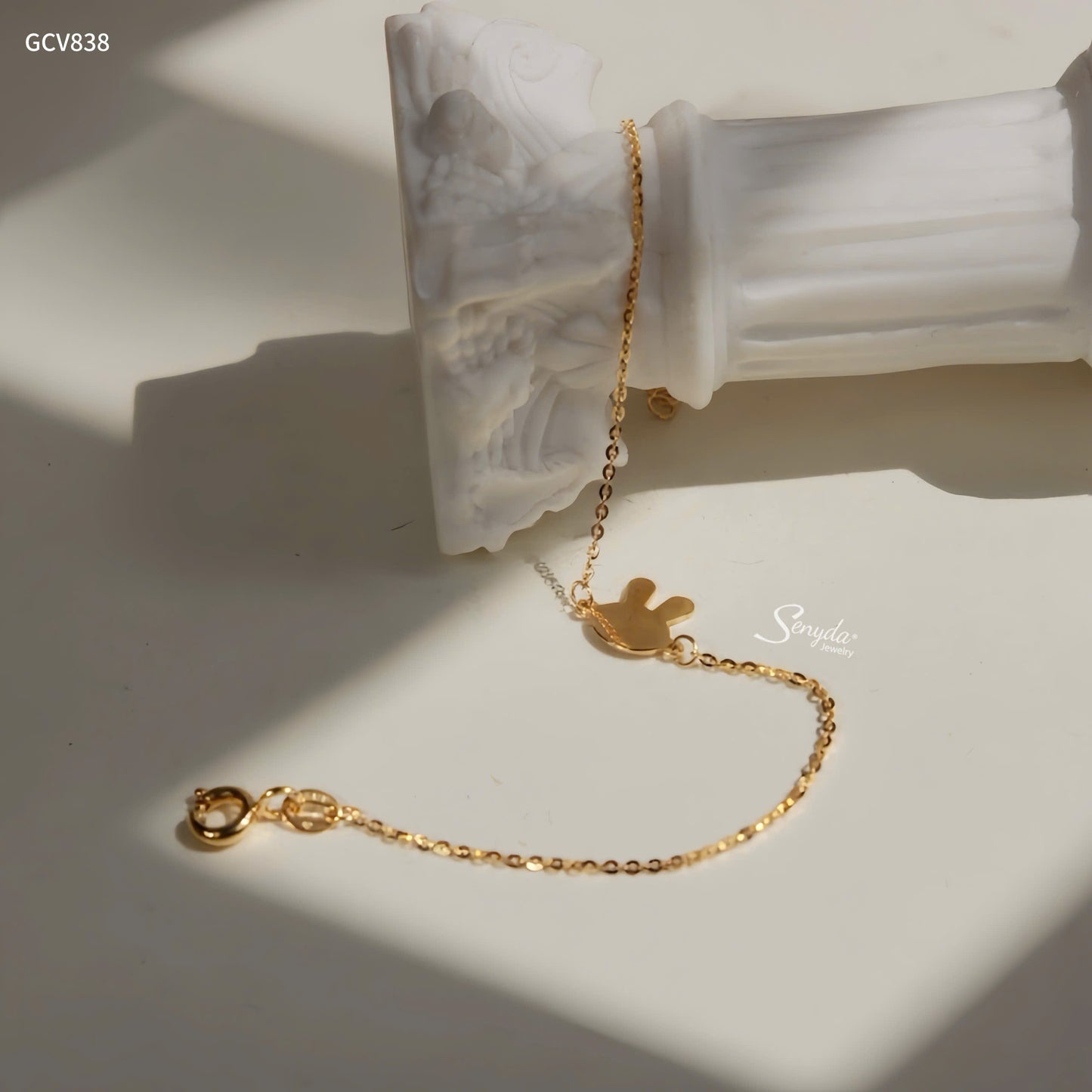 14K Solid Gold Bunny Charm Bracelet