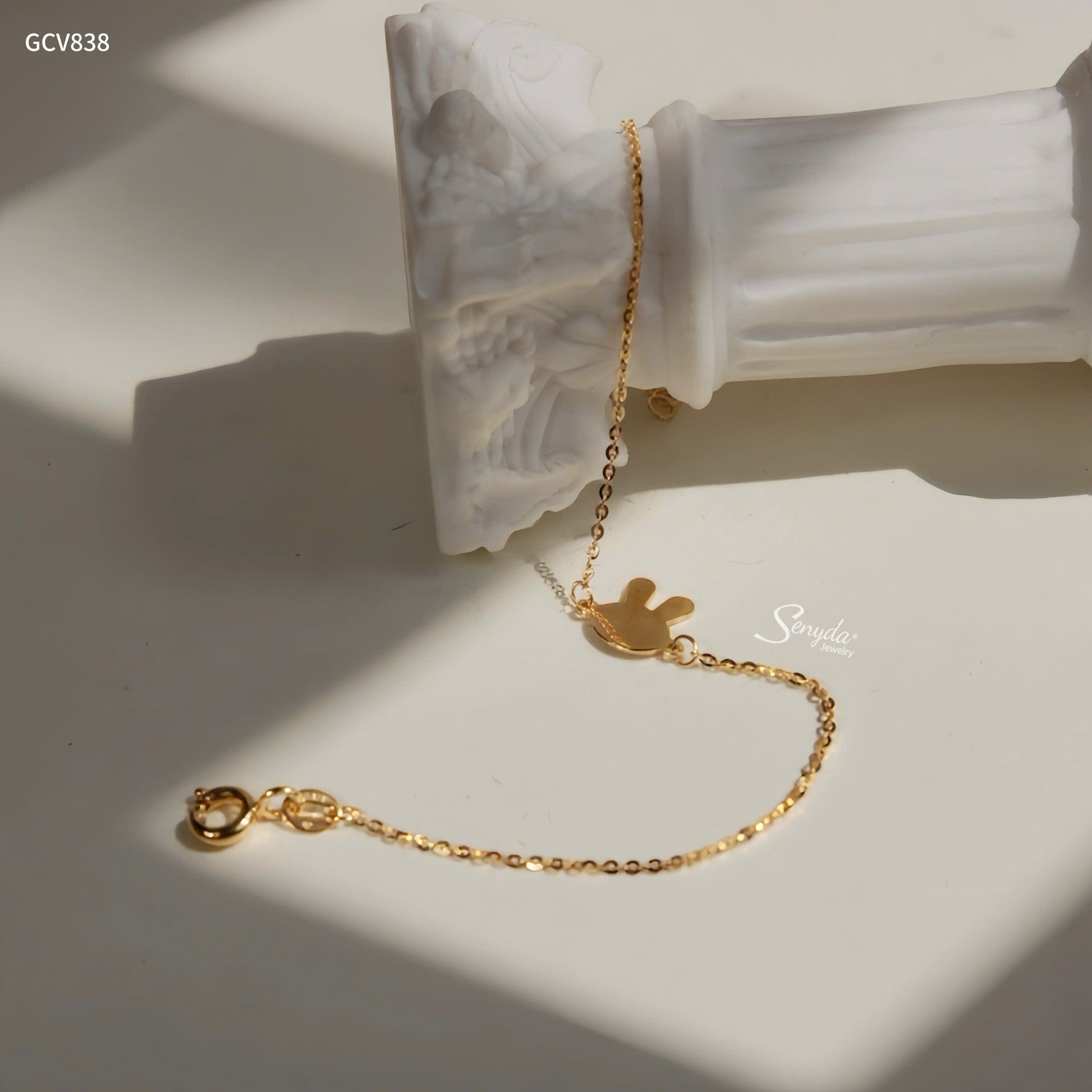 14K Solid Gold Bunny Charm Bracelet