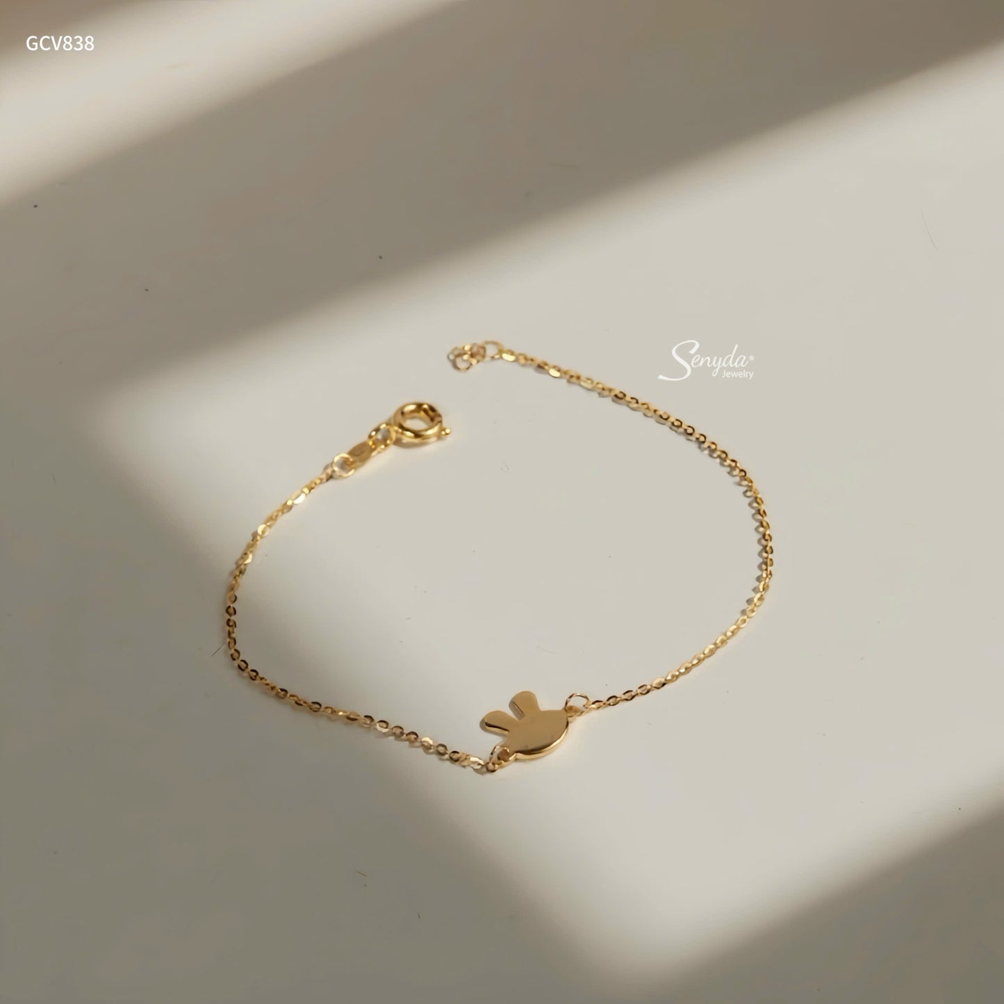 14K Solid Gold Bunny Charm Bracelet