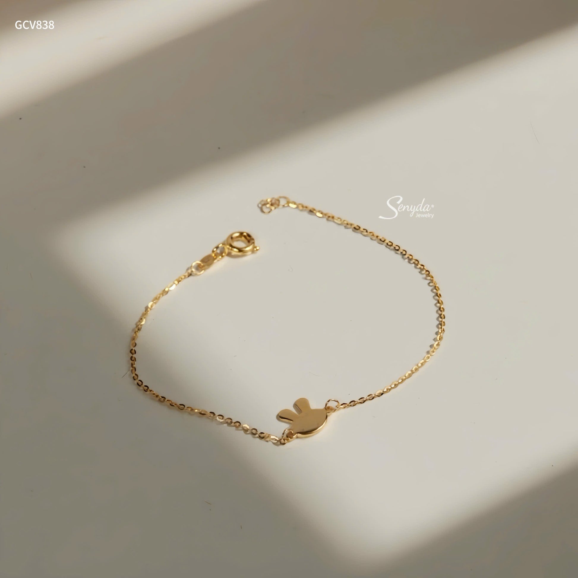 14K Solid Gold Bunny Charm Bracelet