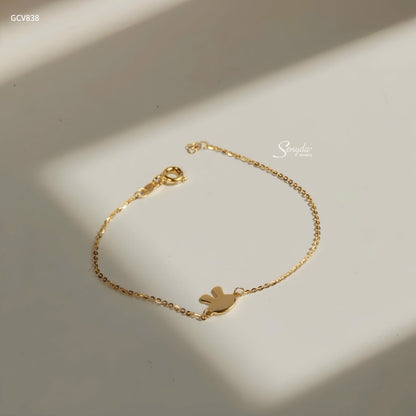 14K Solid Gold Bunny Charm Bracelet