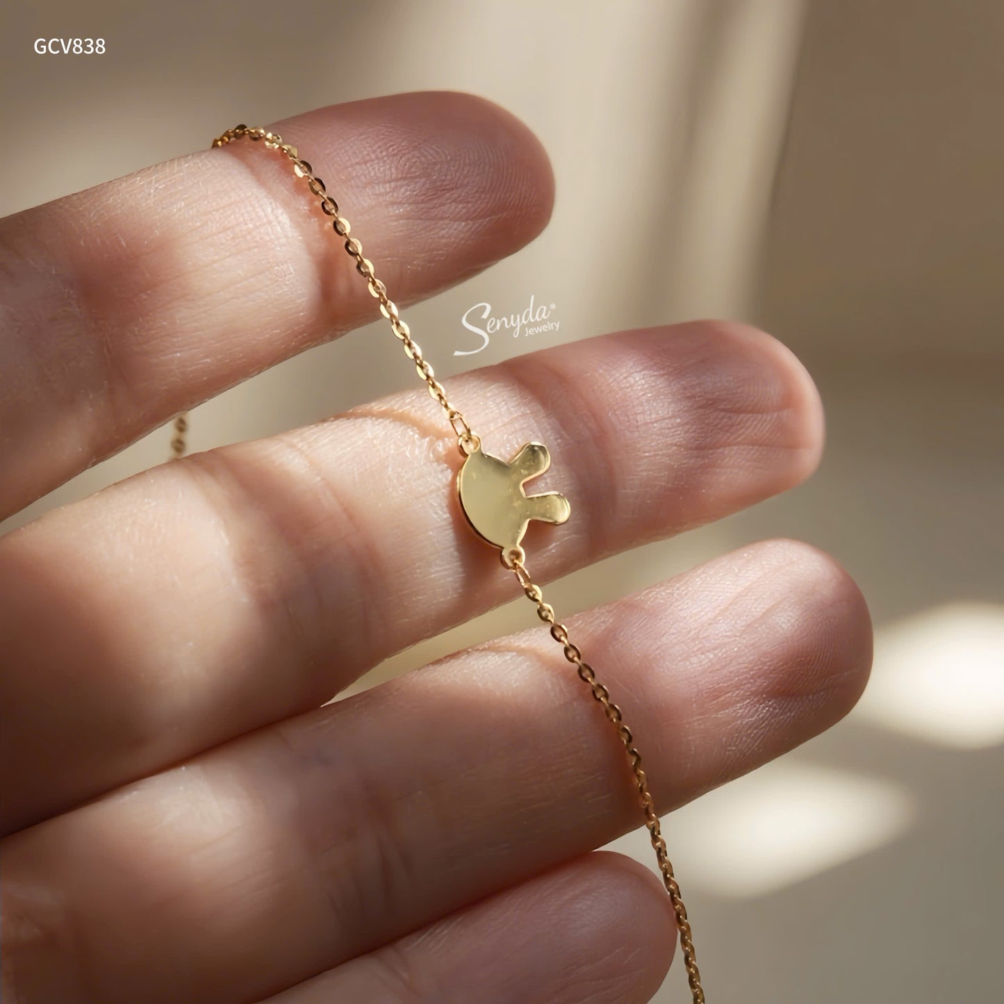 14K Solid Gold Bunny Charm Bracelet