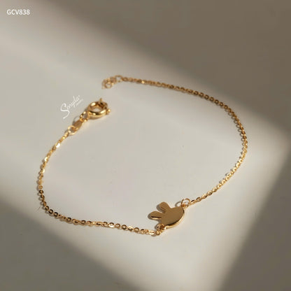 14K Solid Gold Bunny Charm Bracelet