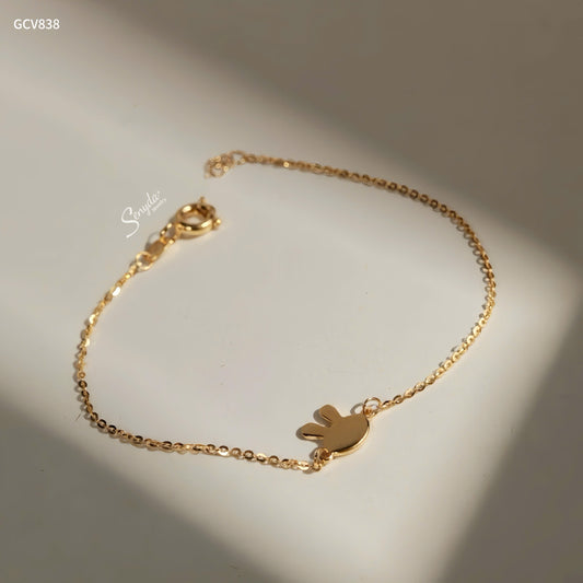 14K Solid Gold Bunny Charm Bracelet