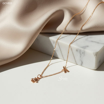 Personalized Initial Charm Daisy Necklace