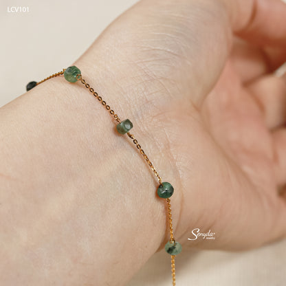 10K Solid Gold Natural Emerald Anklet