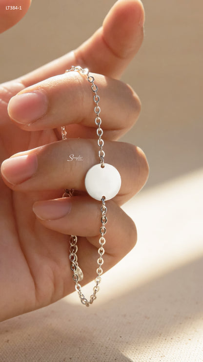 Personalized Engraved Round Disc Bracelet