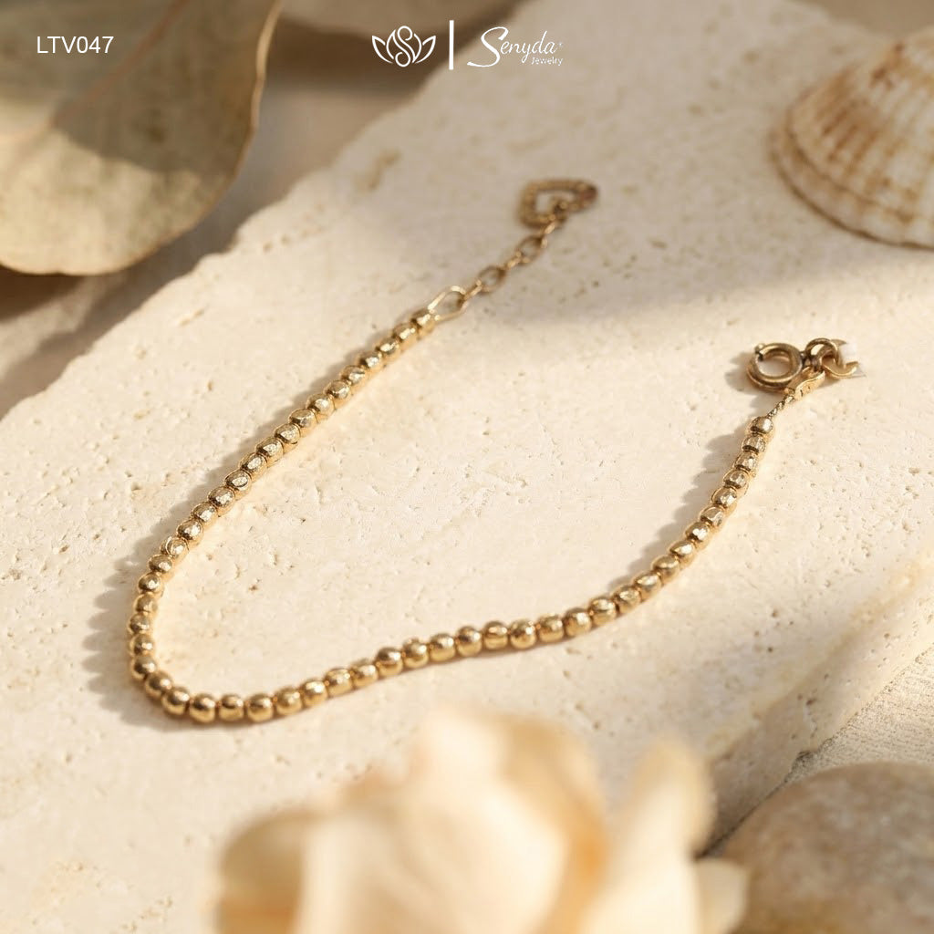 10K Solid Gold Faceted Ball Bracelet