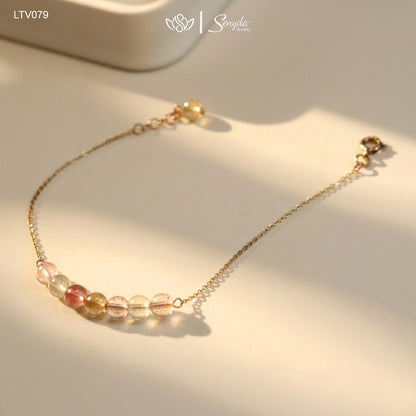 10K Solid Gold Rutilated Quartz Bracelet