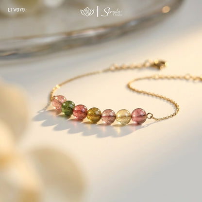 10K Solid Gold Rutilated Quartz Bracelet