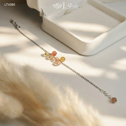 14K Solid Gold Rutilated Quartz Bracelet - Hanging Style