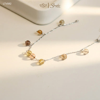 14K Solid Gold Rutilated Quartz Bracelet - Interleaved Style