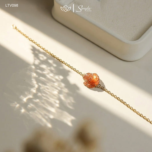 14K Gold Nine-Tailed Fox Red Rutilated Quartz Bracelet