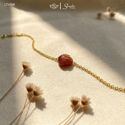 14K Gold Nine-Tailed Fox Red Rutilated Quartz Bracelet