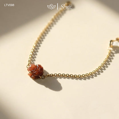 14K Gold Nine-Tailed Fox Red Rutilated Quartz Bracelet