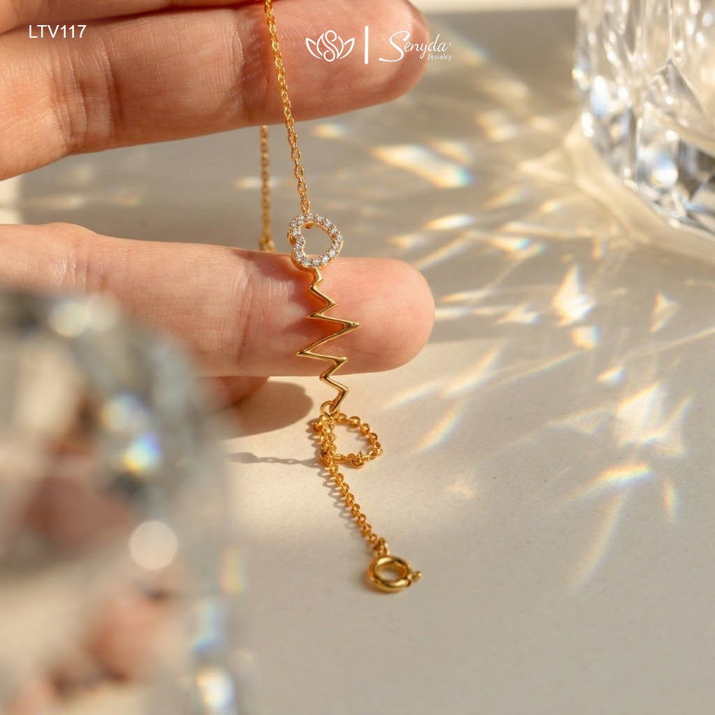 10K Solid Gold Heartbeat Lifeline Heart Bracelet