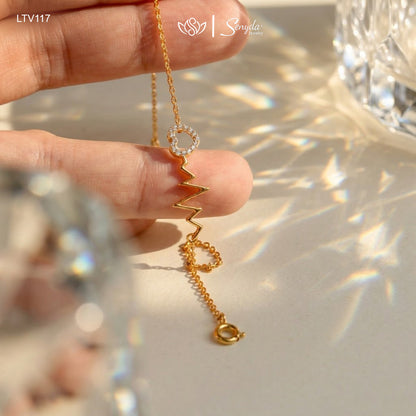 10K Solid Gold Heartbeat Lifeline Heart Bracelet