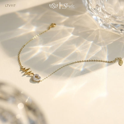 10K Solid Gold Heartbeat Lifeline Heart Bracelet