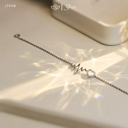 10K Solid Gold Heartbeat Lifeline Heart Bracelet