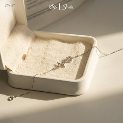 10K Solid Gold Heartbeat Lifeline Heart Bracelet