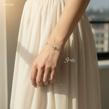 14K Solid Gold Cross Station Bracelet