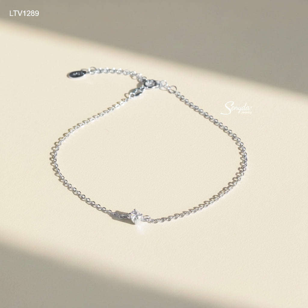 18K Solid Gold Cubic Zirconia Solitaire Bracelet