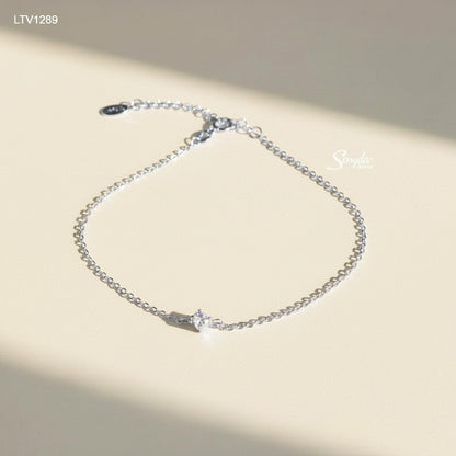 18K Solid Gold Cubic Zirconia Solitaire Bracelet