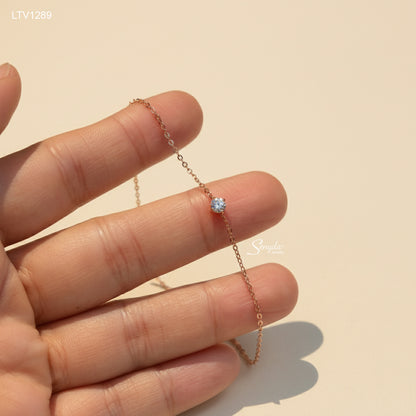 18K Solid Gold Cubic Zirconia Solitaire Bracelet