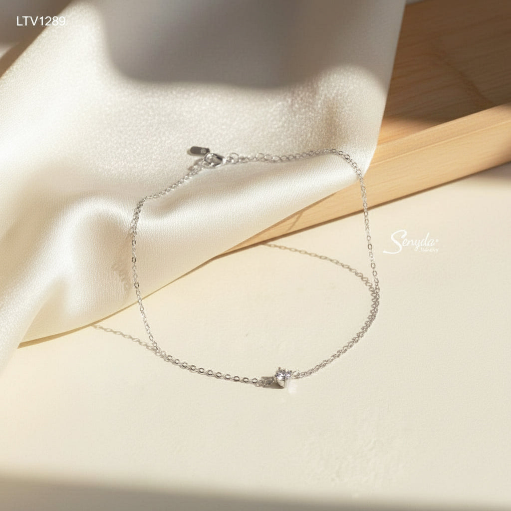 18K Solid Gold Cubic Zirconia Solitaire Bracelet