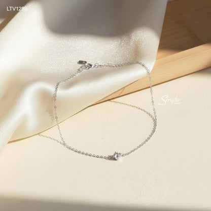 18K Solid Gold Cubic Zirconia Solitaire Bracelet