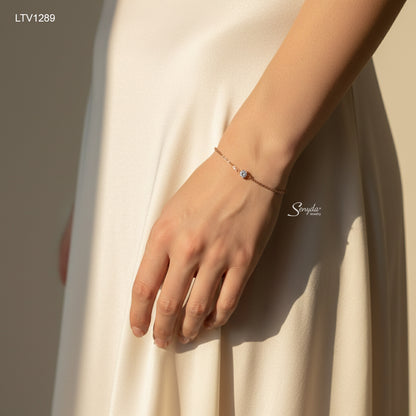 18K Solid Gold Cubic Zirconia Solitaire Bracelet