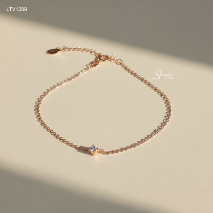 18K Solid Gold Cubic Zirconia Solitaire Bracelet