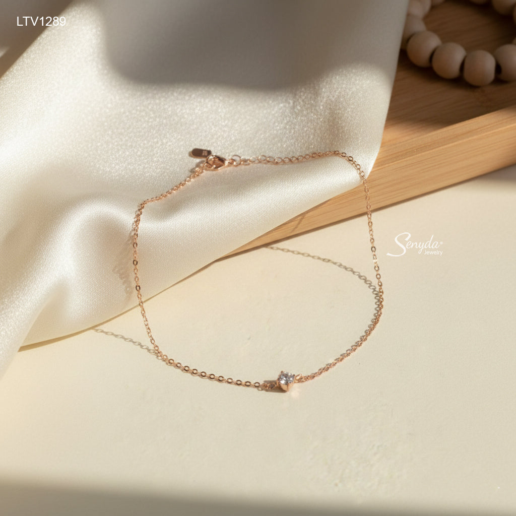 18K Solid Gold Cubic Zirconia Solitaire Bracelet