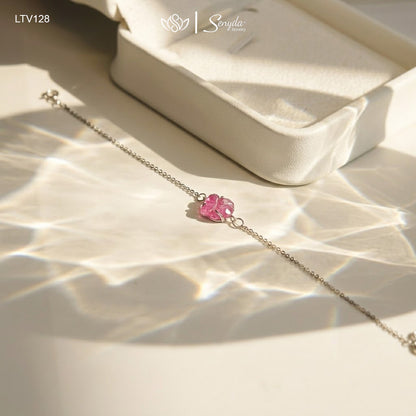 10K Solid Gold Tiny Ruby Fox Bracelet